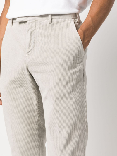 Pt Torino Corduroy Slim-cut Trousers In Grau