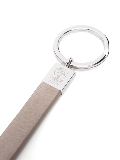 Shop Brunello Cucinelli Logo-engraved Leather Keychain In Grau