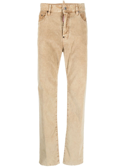 Shop Dsquared2 Mid-rise Corduroy Trousers In Nude