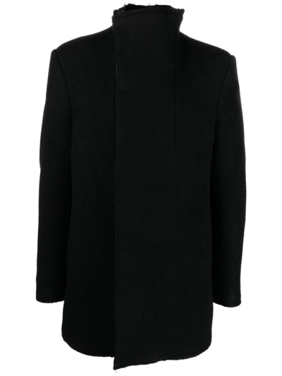 Shop Boris Bidjan Saberi High-neck Virgin-wool Coat In Schwarz