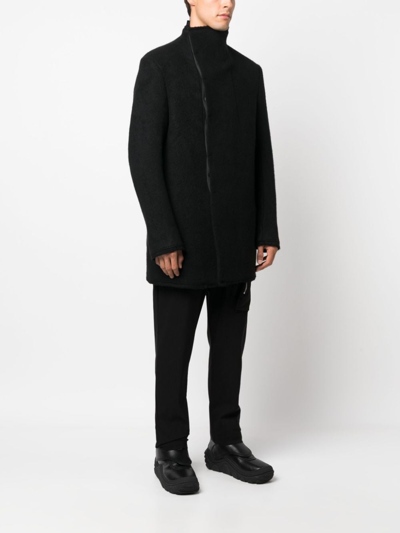 Shop Boris Bidjan Saberi High-neck Virgin-wool Coat In Schwarz