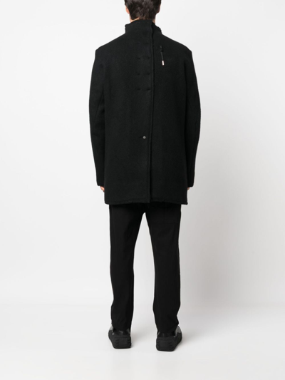 Shop Boris Bidjan Saberi High-neck Virgin-wool Coat In Schwarz