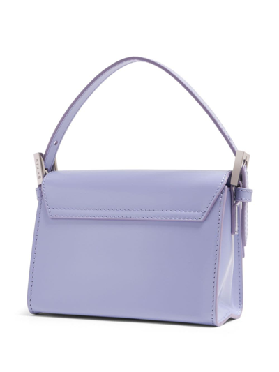 Shop By Far Logo-plaque Leather Shoulder Bag In Blau