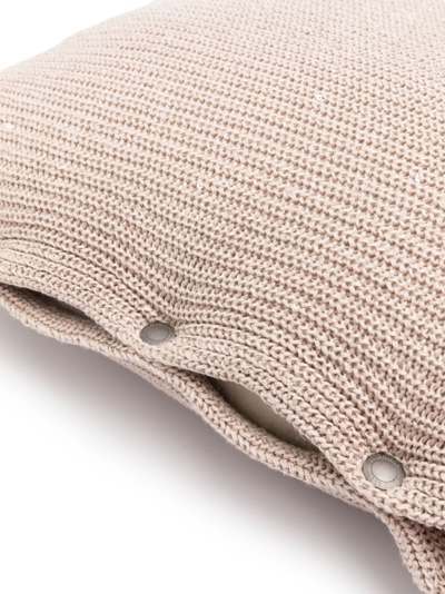 Shop Brunello Cucinelli Sequin-embellished Ribbed-knit Cushion In Nude