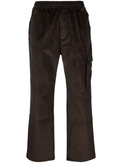 Shop Family First Corduroy Velvet-finish Cargo Trousers In Braun