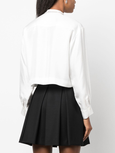 Shop Sandro Pussy-bow Collar Silk Blouse In Weiss