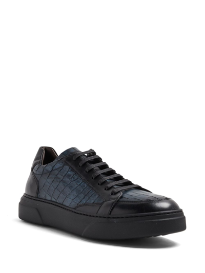 Barrett Crocodile-effect Leather Sneakers In Blau