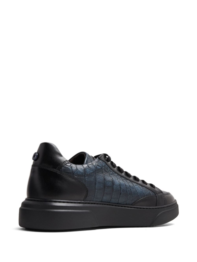 Barrett Crocodile-effect Leather Sneakers In Blau