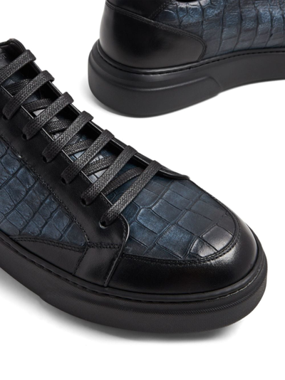 Barrett Crocodile-effect Leather Sneakers In Blau