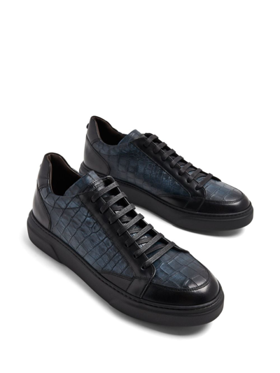 Barrett Crocodile-effect Leather Sneakers In Blau