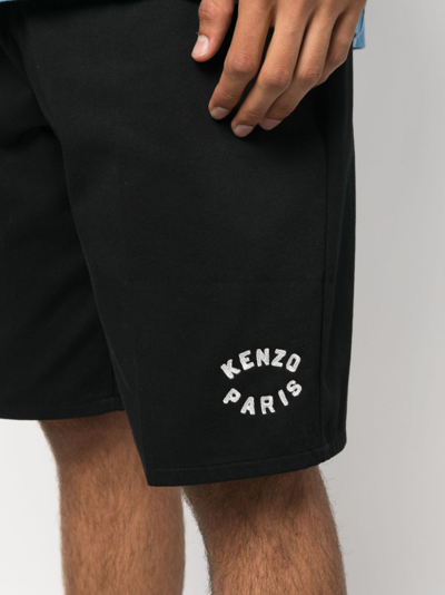 Shop Kenzo Logo-embroidered Bermuda Shorts In Schwarz