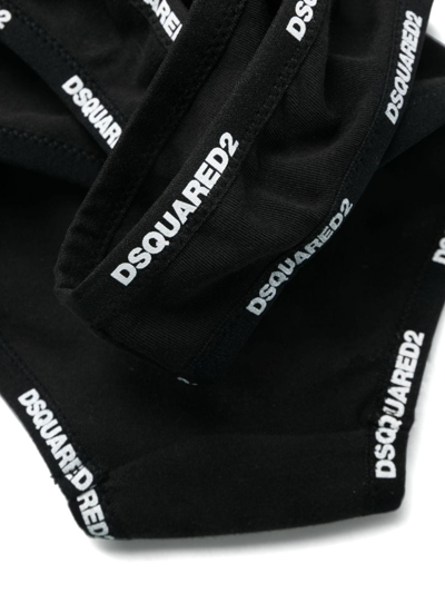 Shop Dsquared2 Logo-print Stretch-cotton Briefs In Black