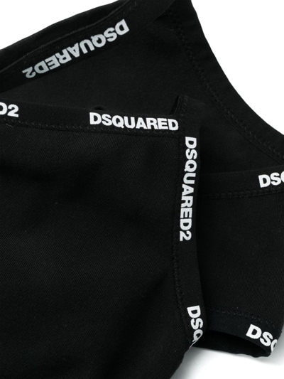 Shop Dsquared2 Logo-print Stretch-cotton Bralette In Black