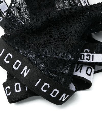 Dsquared2 Lace-pattern Triangle-cup Bra In Black