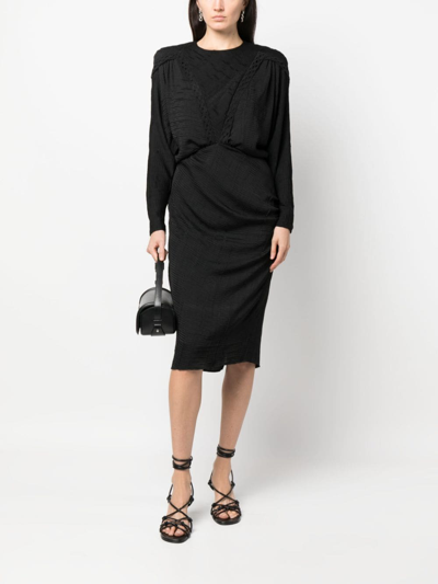 Shop Iro Nicoa Shoulder-padded Midi Dress In Black