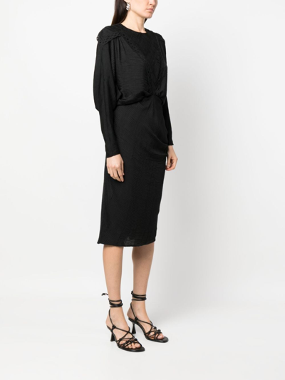 Shop Iro Nicoa Shoulder-padded Midi Dress In Black