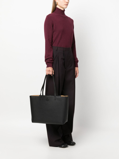 Tory Burch Mcgraw Leather Tote Bag In Black