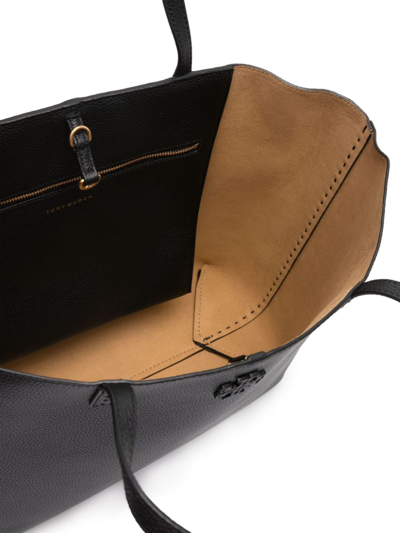 Tory Burch Mcgraw Leather Tote Bag In Black