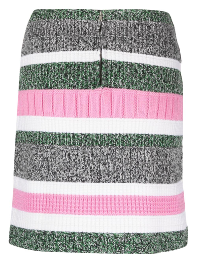 Shop Barrie Stripe-pattern Cashmere Straight Skirt In Green