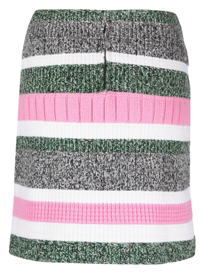Barrie Stripe-pattern Cashmere Straight Skirt In Green