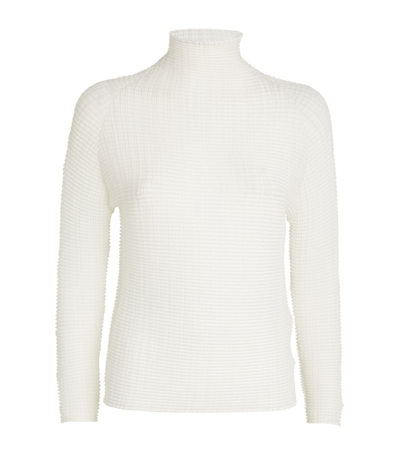 Shop Issey Miyake High-neck Wooly Pleats Top In White