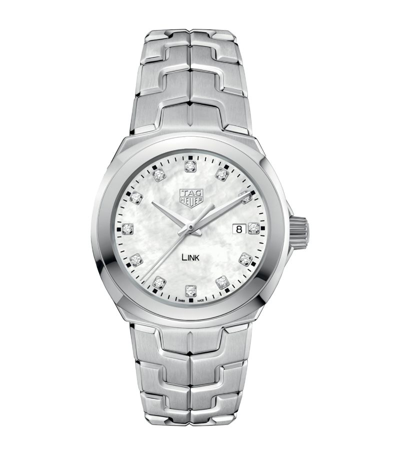 Shop Tag Heuer Stainless Steel, Diamond And Mother-of-pearl Link Watch 32mm In White