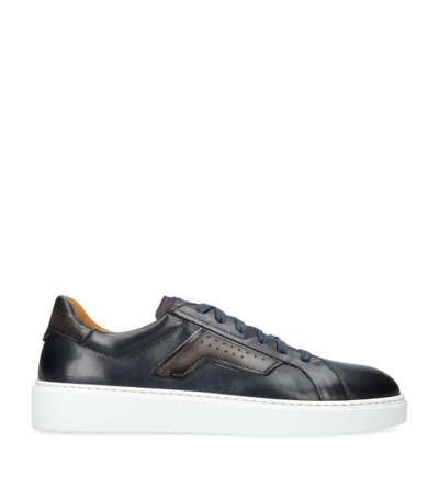 Shop Magnanni Leather Lotto Low-top Sneakers In Navy