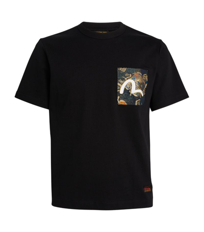 Shop Evisu Brocade Pocket T-shirt In Black