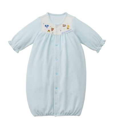 Shop Miki House Cotton-blend Playsuit (0-3 Months) In Blue