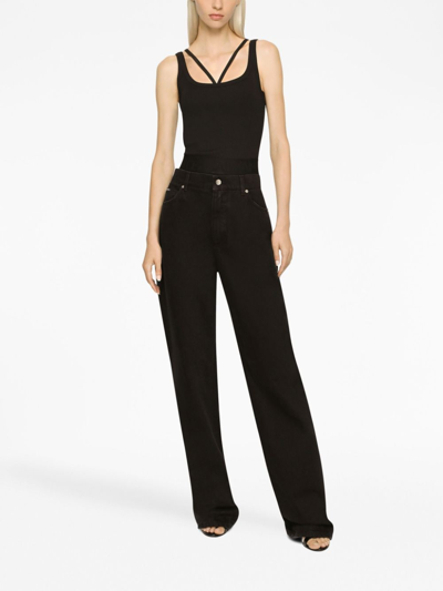 Shop Dolce & Gabbana High-rise Straight-leg Jeans In Black