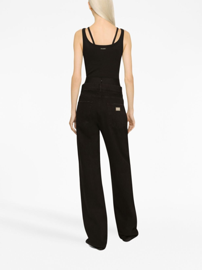 Shop Dolce & Gabbana High-rise Straight-leg Jeans In Black