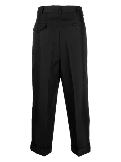 Shop Comme Des Garçons Homme Deux High-waisted Cropped Trousers In Black