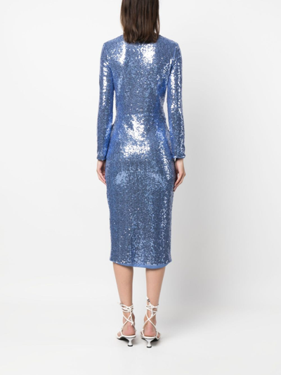 Shop Ermanno Firenze Sequined Wrap Midi Dress In Blue