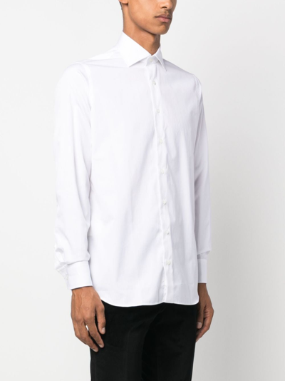 Shop Lardini Poplin Cotton Shirt In White