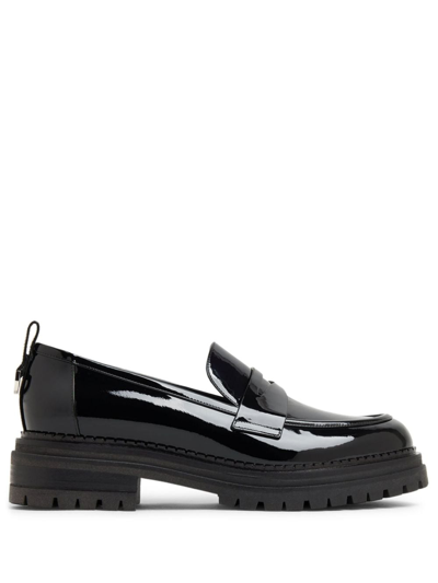 Shop Sergio Rossi Patent-finish Leather Loafers In Black