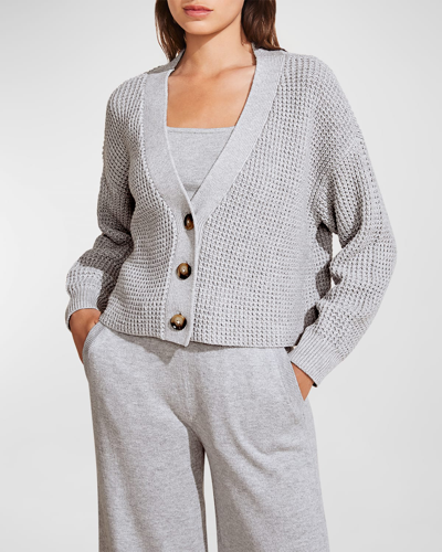 Shop Eberjey Recycled Button-down Cropped Cardigan In Heather Grey