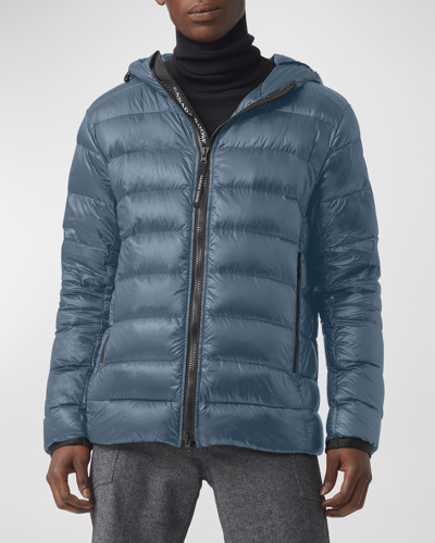 Shop Canada Goose Men's Crofton Quilted Hooded Jacket In Ozone Blue
