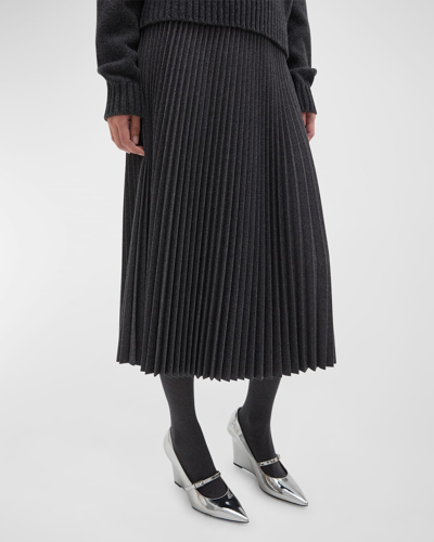 Shop Theory Pleated Flannel Combo Midi Skirt In Blk