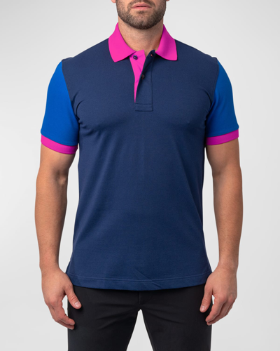 Shop Maceoo Men's Mozart Colorblock Polo Shirt In Blue