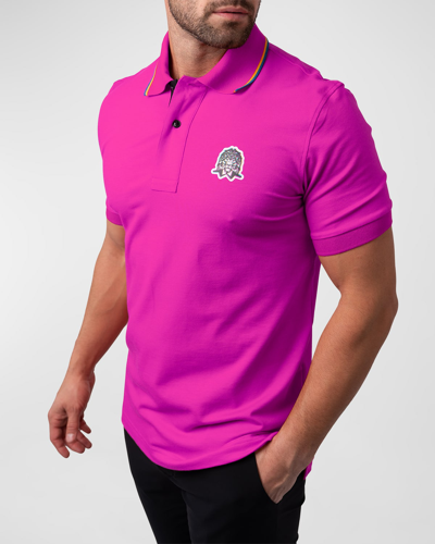 Shop Maceoo Men's Mozart Tipped Polo Shirt In Pink