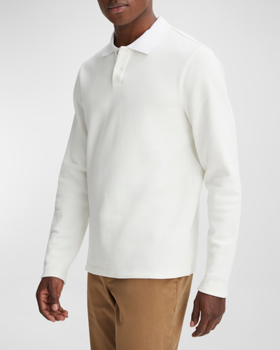 Shop Vince Men's Double-knit Pique Polo Shirt In Off White