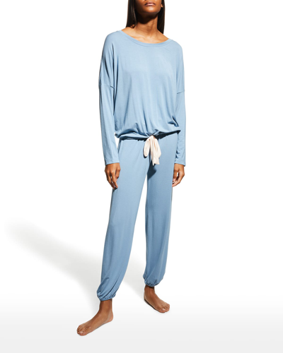 Shop Eberjey Gisele Slouchy Pajama Set In Vista Blue