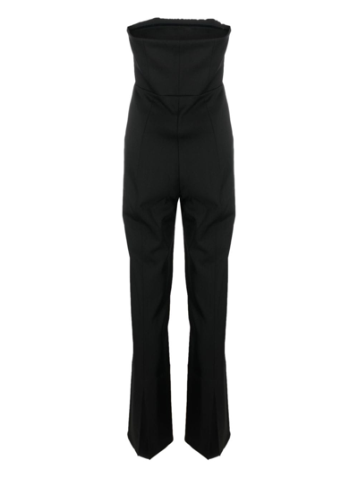 Shop Semicouture Fitted Strapless Jumpsuit In 黑色