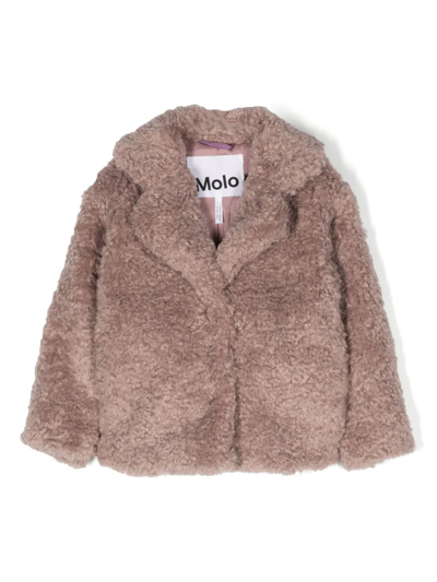 Shop Molo Notched-collar Faux-fur Jacket In 粉色