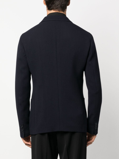 Giorgio Armani Double-breasted Velvet Blazer In 蓝色