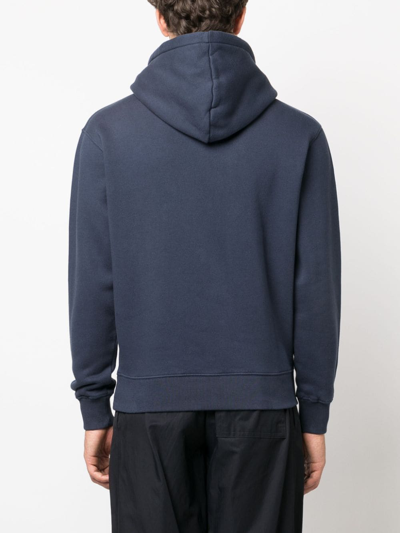 Shop Maison Kitsuné Logo-print Cotton Hoodie In 蓝色