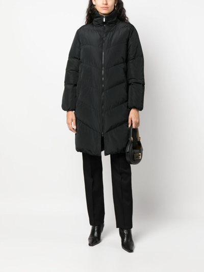 Shop Fabiana Filippi Rhinestone-embellished Padded Raincoat In 黑色
