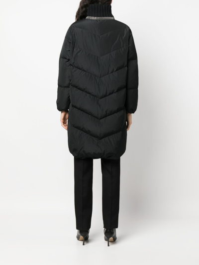 Fabiana Filippi Rhinestone-embellished Padded Raincoat In 黑色