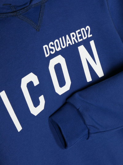 Shop Dsquared2 Icon Logo-print Cotton Hoodie In Blue