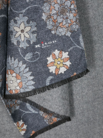 Shop Kiton Floral-print Silk Scarf In Blue